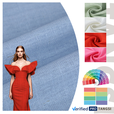 Factory Wholesale Custom Slub Textured Linen Viscose Fabric for Women's Clothing Low Price Dress Material Stretch Feature Woven