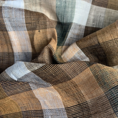 Enzymed Stone Washed French Linen Fabric for Clothes Yarn Dyed Gingham Check 100% Linen Fabric
