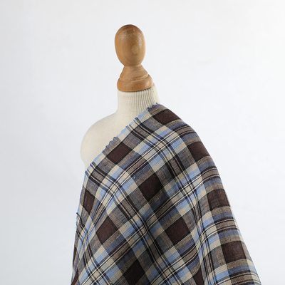2025 Summer Hot Sale Pure Linen Shirting Fabric Manufactures Lurex Yarn Dyed Grid Fabric with Rich Colors
