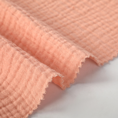 Top Fashion 100% Cotton Fabric Organic Piece Dyed Double Layer Crepe Material in Pure Color-Soft Feel for Baby & Kids Boys Girls