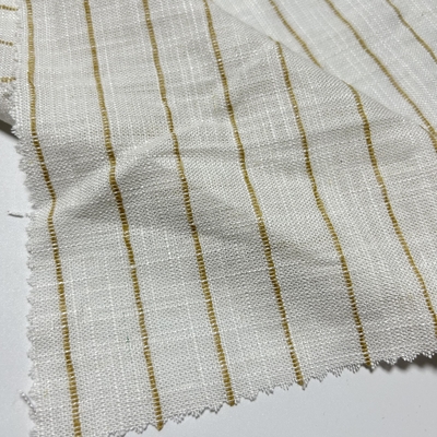 Wholesale Ready Stock Soft Quality Yarn Dyed Slubbed French Organic Viscose Linen Rayon Blend Fabric for Clothing