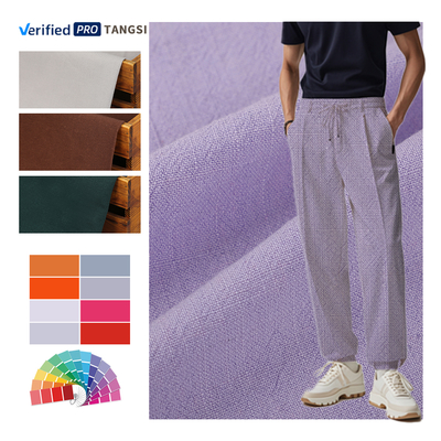 Solid Color Stonewashed Soft Plain Dyed Blend 30% Linen 70% Viscose Fabric for Clothing